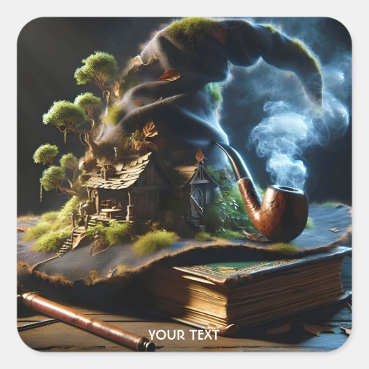 Fantasy Schattige Pet Boektafel Vierkante Sticker (Voorkant)