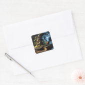 Fantasy Schattige Pet Boektafel Vierkante Sticker (Envelop)