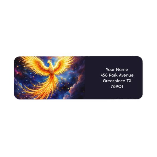 Fantasy Schattige Phoenix Sterren Ruimte Etiket (Voorkant)