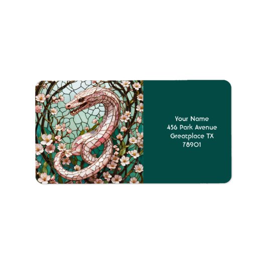 Fantasy Schattige Pink Snake Sakura Etiket (Voorkant)