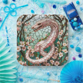 Fantasy Schattige Pink Snake Sakura Papieren Bordje (Feest)