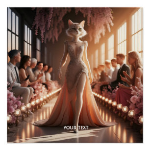 Fantasy Schattige Podium Mooie Kat Perfect Poster