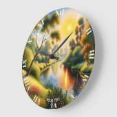 Fantasy Schattige Pointillisme Landscape River Grote Klok (Hoek)