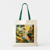 Fantasy Schattige Pointillisme Landscape River Tote Bag (Achterkant)