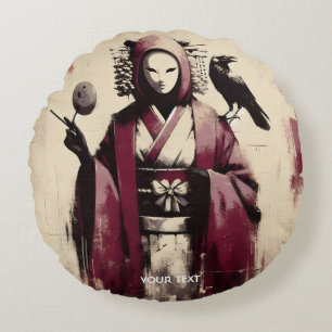 Fantasy Schattige Porcelain Mask Raven Rond Kussen