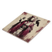 Fantasy Schattige Porcelain Mask Raven Tegeltje (Zijkant)