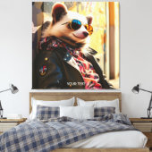 Fantasy Schattige Possum Leather Jacket Canvas Afdruk (Insitu (Slaapkamer))