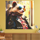 Fantasy Schattige Possum Leather Jacket Canvas Afdruk (Insitu (Woonkamer))