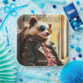 Fantasy Schattige Possum Leather Jacket Papieren Bordje (Feest)