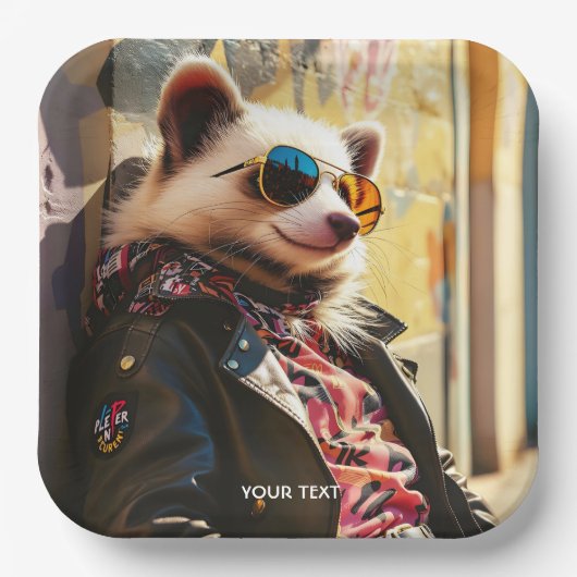 Fantasy Schattige Possum Leather Jacket Papieren Bordje (Voorkant)