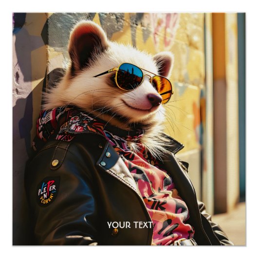 Fantasy Schattige Possum Leather Jacket Perfect Poster (Voorkant)