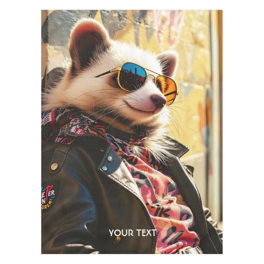 Fantasy Schattige Possum Leather Jacket Tafelkleed (Voorkant)