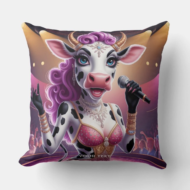 Fantasy Schattige Prachtige Koe Popstar Kussen (Voorkant)