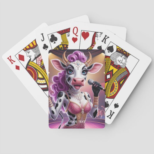 Fantasy Schattige Prachtige Koe Popstar Pokerkaarten (Achterkant)