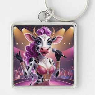 Fantasy Schattige Prachtige Koe Popstar Sleutelhanger