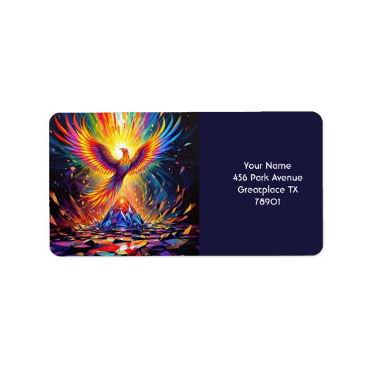 Fantasy Schattige Prism Phoenix Rising Etiket (Voorkant)