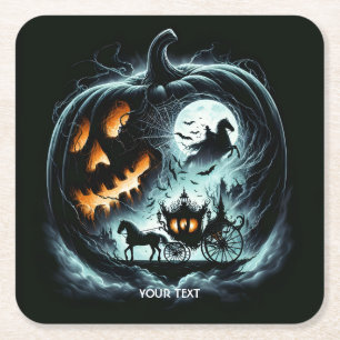 Fantasy Schattige Pumpkin Horse Moon Kartonnen Onderzetters
