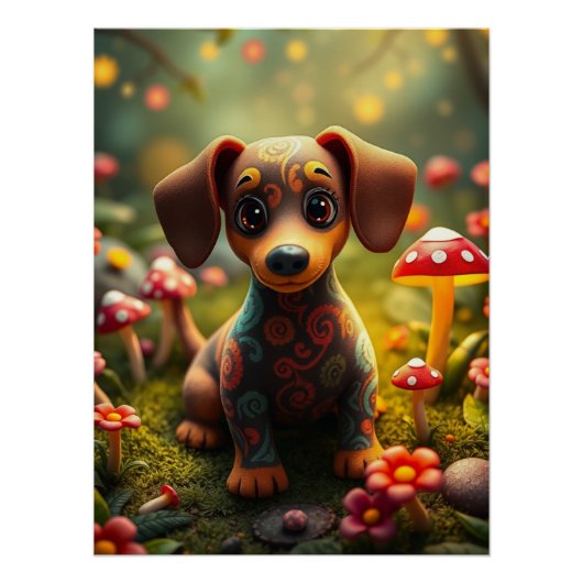 Fantasy schattige Puppy Art Perfect Poster (Voorkant)