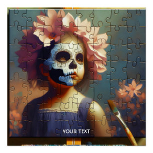 Fantasy Schattige Puzzel Meisje Bloemen Perfect Poster