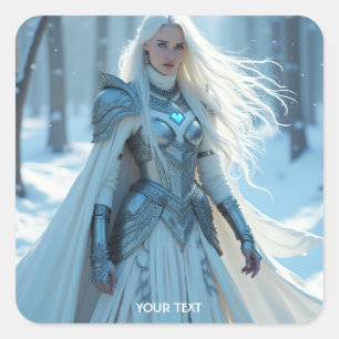 Fantasy Schattige Queen White Snow Vierkante Sticker