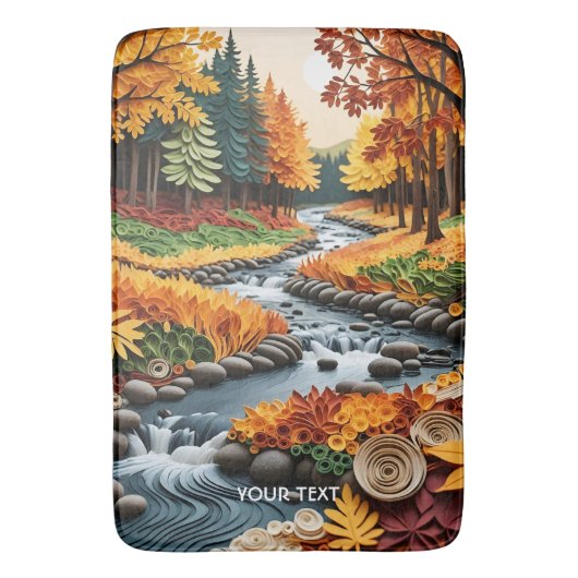 Fantasy Schattige Quilling Herfst Landschap Badmat (Voorkant Verticaal)