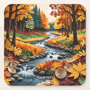 Fantasy Schattige Quilling Herfst Landschap Kartonnen Onderzetters