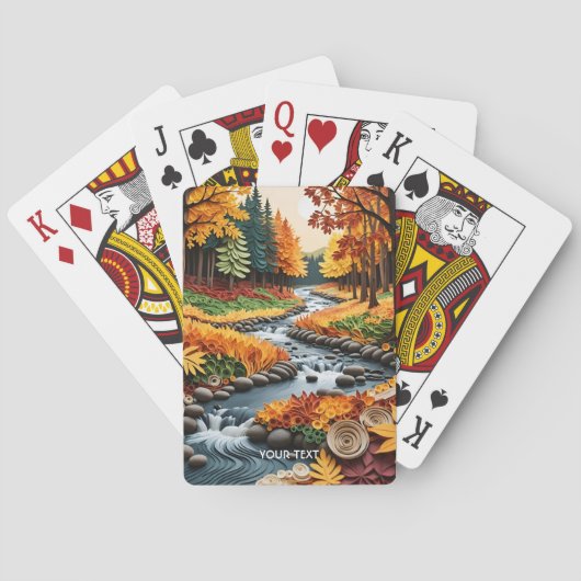 Fantasy Schattige Quilling Herfst Landschap Pokerkaarten (Achterkant)