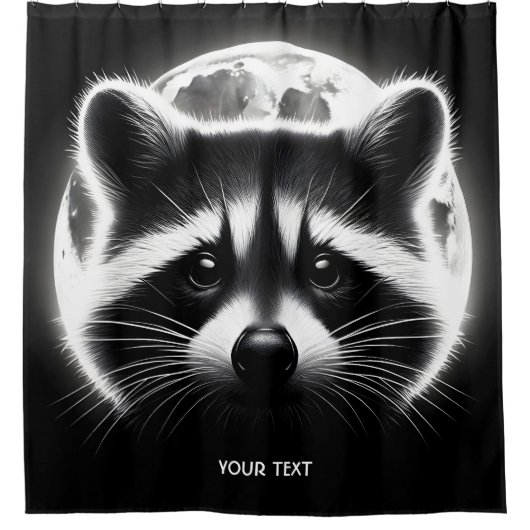 Fantasy Schattige Racoon Face Moon Douchegordijn (Voorkant)