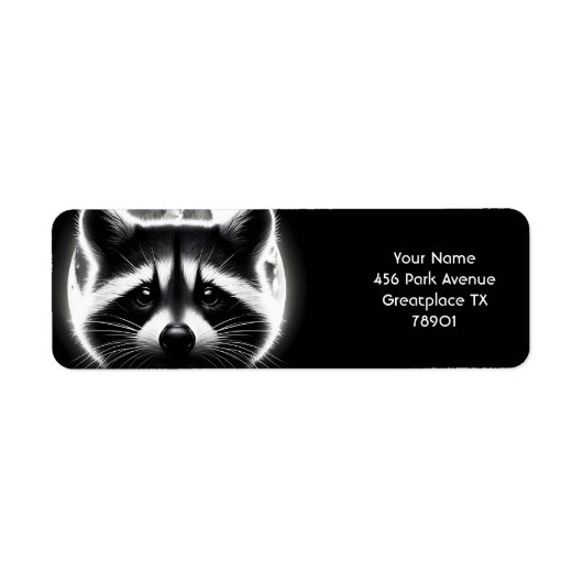 Fantasy Schattige Racoon Face Moon Etiket (Voorkant)