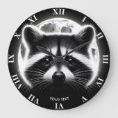 Fantasy Schattige Racoon Face Moon Grote Klok (Voorkant)