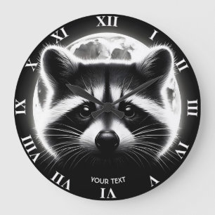 Fantasy Schattige Racoon Face Moon Grote Klok