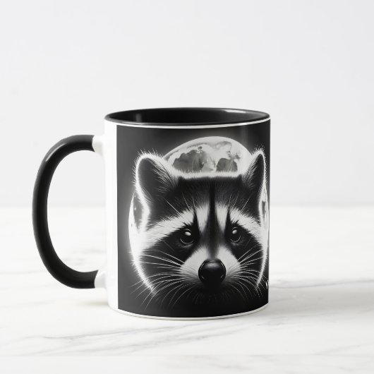 Fantasy Schattige Racoon Face Moon Mok (Links)