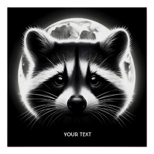 Fantasy Schattige Racoon Face Moon Perfect Poster