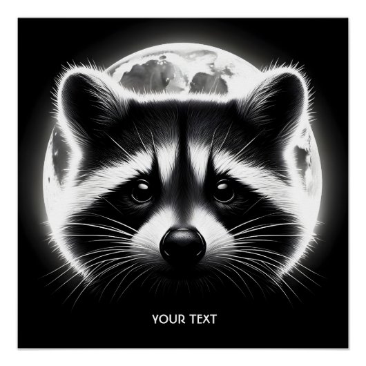Fantasy Schattige Racoon Face Moon Perfect Poster (Voorkant)