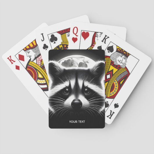 Fantasy Schattige Racoon Face Moon Pokerkaarten (Achterkant)