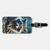 Fantasy Schattige Racoon Night Stars Bagagelabel (Voorkant horizontaal)