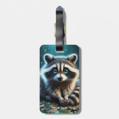 Fantasy Schattige Racoon Night Stars Bagagelabel (Achterkant verticaal)