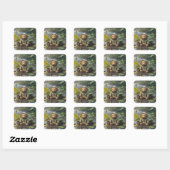 Fantasy Schattige Rain Baby Beer Vierkante Sticker (Vel)