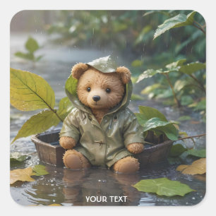 Fantasy Schattige Rain Baby Beer Vierkante Sticker