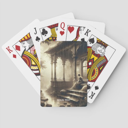 Fantasy Schattige Rain Ruins Meisje Pokerkaarten (Achterkant)