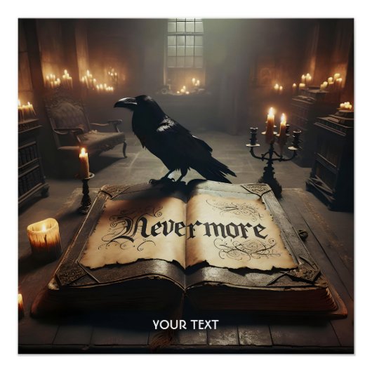 Fantasy Schattige Raven Boek Kaarsen Perfect Poster (Voorkant)