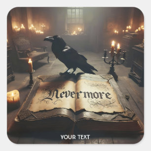Fantasy Schattige Raven Boek Kaarsen Vierkante Sticker