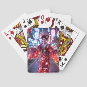 Fantasy Schattige Red Cyber Kimono Pokerkaarten