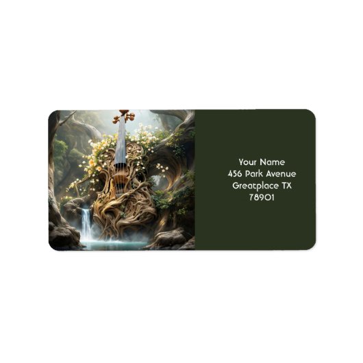 Fantasy Schattige Reusachtig Vioolbos Etiket (Voorkant)