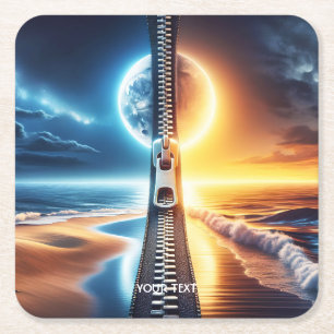 Fantasy Schattige Rits Night Day Kartonnen Onderzetters