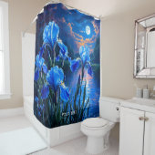 Fantasy Schattige River Blue Irises Douchegordijn (In situ)