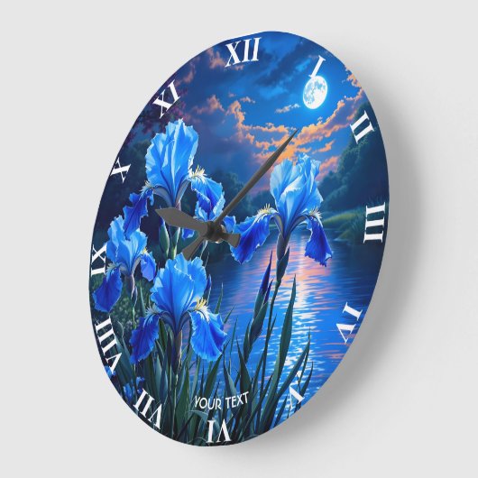 Fantasy Schattige River Blue Irises Grote Klok (Hoek)