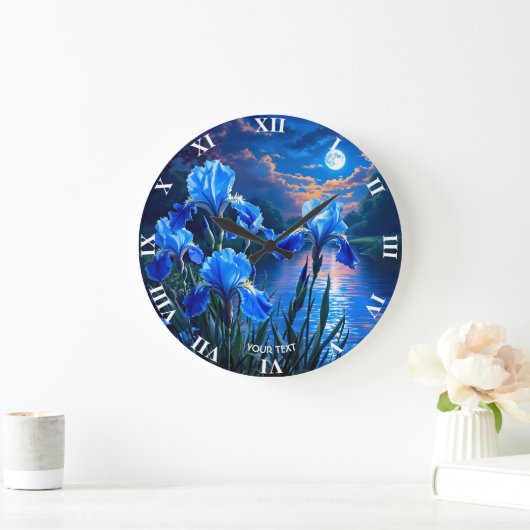 Fantasy Schattige River Blue Irises Grote Klok (Huis)