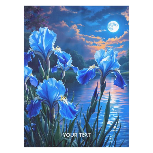 Fantasy Schattige River Blue Irises Tafelkleed (Voorkant)