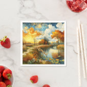 Fantasy Schattige River Clouds Bridge Servet (Insitu)